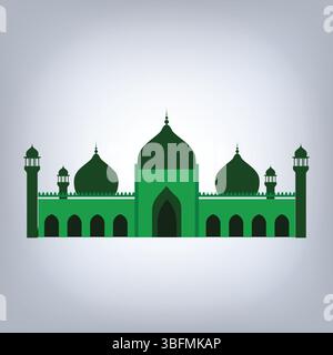 Die Badshahi Moschee Architektur und Kuppeln der Moschee in grüner Farbe mit abstraktem Hintergrund Stock Vektor