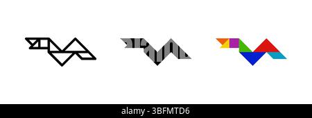 Symbol „Schlangentangram“. Ideal für Reptilien- oder Puzzle-Designs. Stock Vektor