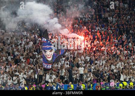 München, Deutschland. 31. Mai 2025. UEFA Champions League. Endgültig. Paris Saint-Germain V Inter Mailand 5-0. PSG-Fans feiern. Stockfoto