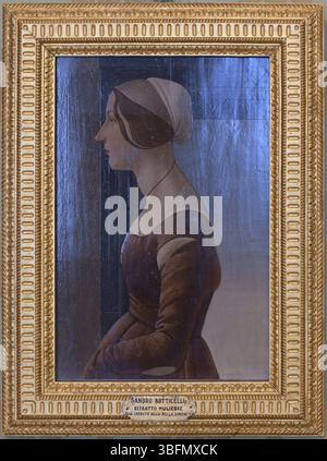 Sandro Botticelli, Porträt einer jungen Frau, Ende des 15. Jahrhunderts, idealisierte weibliche Schönheit, Galleria Palatina, Florenz, Italien. Stockfoto