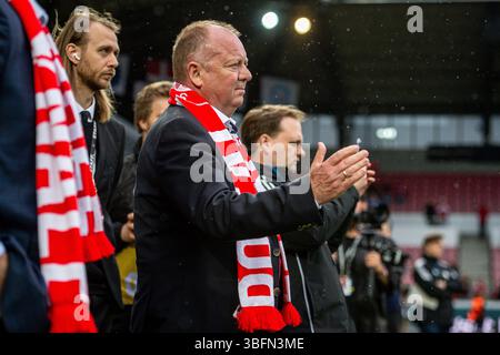 Herning, Dänemark. Mai 2025. CEO Kent Madsen von Silkeborg IM Oddset Cup Finale zwischen dem FC Kopenhagen und Silkeborg IF in der MCH Arena in Herning. Stockfoto