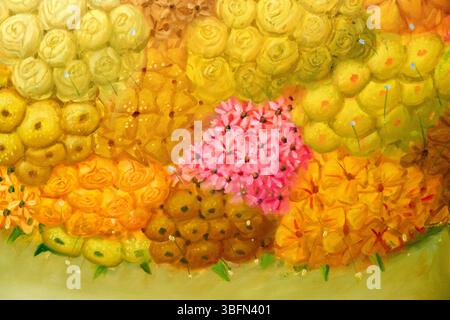Flores amarillas (Nahaufnahme), gelbe Blumen (Triptychon), 2006, Öl auf Leinwand, Fernando Botero (1932-2023) Stockfoto