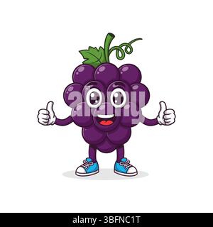 Ein flacher Vektor-Cartoon-Charakter mit großen Augen, Armen und Turnschuhen, lächelnd auf weißem Hintergrund Stock Vektor