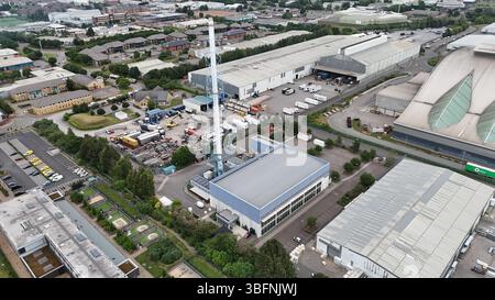 Luftaufnahme des Viridor Trident Park, Abfallentsorgungsdienstleistungsprojekt, Cardiff Energy Recovery Facility Stockfoto