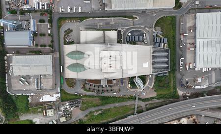 Luftaufnahme des Viridor Trident Park, Abfallentsorgungsdienstleistungsprojekt, Cardiff Energy Recovery Facility Stockfoto
