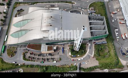 Luftaufnahme des Viridor Trident Park, Abfallentsorgungsdienstleistungsprojekt, Cardiff Energy Recovery Facility Stockfoto