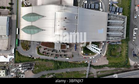 Luftaufnahme des Viridor Trident Park, Abfallentsorgungsdienstleistungsprojekt, Cardiff Energy Recovery Facility Stockfoto