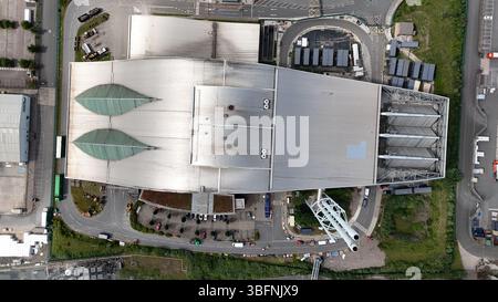 Luftaufnahme des Viridor Trident Park, Abfallentsorgungsdienstleistungsprojekt, Cardiff Energy Recovery Facility Stockfoto