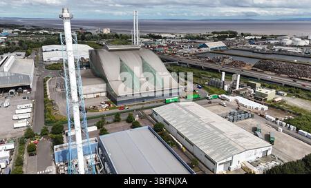 Luftaufnahme des Viridor Trident Park, Abfallentsorgungsdienstleistungsprojekt, Cardiff Energy Recovery Facility Stockfoto