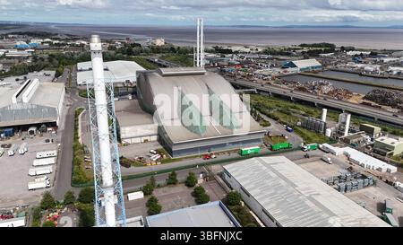 Luftaufnahme des Viridor Trident Park, Abfallentsorgungsdienstleistungsprojekt, Cardiff Energy Recovery Facility Stockfoto