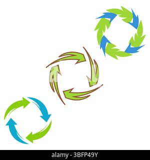 Kreisförmiges Pfeilsymbol. Symbol für Zyklusbewegung. Vektorschleifendesign. Grüne blaue Palette. Stock Vektor