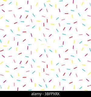 Donut streut Konfetti Retro süße Süßigkeiten Hintergrund. Niedliche Dessertdekoration farbenfrohe Streuselelemente. Geburtstag, Party. Vektorabbildung Stock Vektor