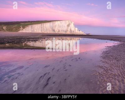 Seven Sisters Sonnenuntergang in Cuckmere Haven Stockfoto
