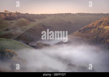 Devil's Dyke unter Nebel Stockfoto