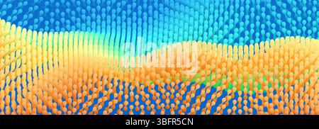Wellige Oberfläche mit dynamischem Effekt. Molekularer abstrakter Hintergrund. Zellschicht. 3d-Vektorgrafik für Wissenschaft oder Medizin. Stock Vektor