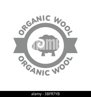 Vektoretikett aus organischer Wolle. Legende aus Schafwolle. Stock Vektor