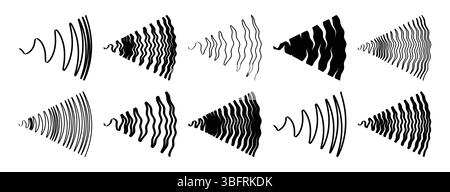 Wi-fi-Symbol. WLAN-Internetsignal flach App-Symbol. Abstraktes digitales Klangwellenset. Netzwerksymbol. Hotspot-Piktogramm. Dynamischer Effekt. 3D-Vektor Abb. Stock Vektor