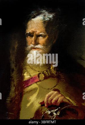 Porträt eines bärtigen alternden Mannes von Giambattista Tiepolo - Giovanni Battista Tiepolo ,1696 – 1770, Italien, Italien, Paris, Louvre, Frankreich, Französisch Stockfoto