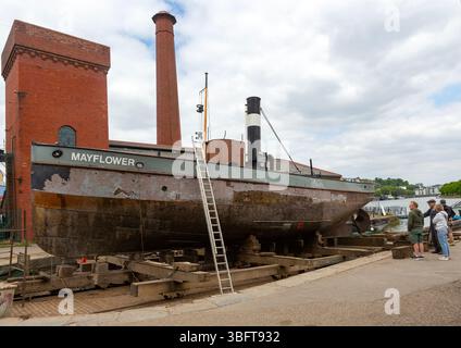 Historisches Dampfschlepper Mayflower 1861 wird auf dem Patentschein repariert, Underfall Yard, Bristol, England, Großbritannien Stockfoto