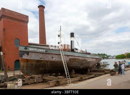 Historisches Dampfschlepper Mayflower 1861 wird auf dem Patentschein repariert, Underfall Yard, Bristol, England, Großbritannien Stockfoto