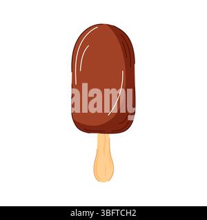 Glattes Schokoladen-Eis im Cartoon-Stil isoliert auf weißem Hintergrund. Perfekt für das Design von Sommerküchen, Cafés oder Rezepte. Stock Vektor