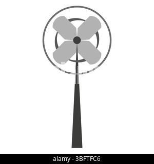Symbol für Windenergieanlage. Vektor für erneuerbare Energien. Minimale Lüfterform. Schwarz-weißer Hintergrund. Stock Vektor