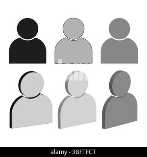 Symbol für Benutzeravatar. Figur des Gruppenmitglieds. Menschliche Vektorform. Schwarz grau weiß. Stock Vektor