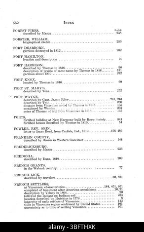 „Indiana as seen by Early Travelers“ enthält verschiedene Reiseberichte aus dem 18. Und frühen 19. Jahrhundert, einschließlich einer topographischen Beschreibung des Indiana Territoriums. Die Sammlung umfasst Werke von bedeutenden Entdeckern wie Thomas Hutchins, George Imlay und Samuel R. Brown, die den Boden, das Klima und die geographischen Merkmale der Region von 1778 bis 1817 beschreiben. Stockfoto