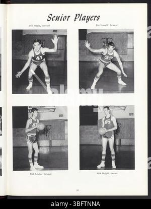 Eine Seite aus dem Jahrbuch *The Trojan* 1966, auf der Fotos der Seniorenklasse, Studentenclubs und bemerkenswerter Ereignisse im akademischen Jahr 1965-1966 an der Trenton High School gezeigt werden. Stockfoto