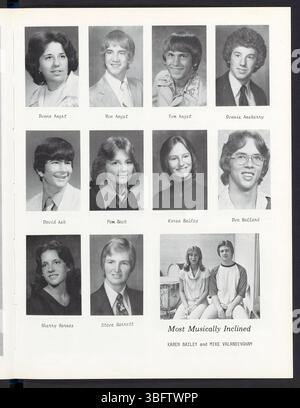 Seite 13 des Jahrbuchs der Edgewood High School 1978 zeigt außerschulische Clubs und Studentenorganisationen. Stockfoto