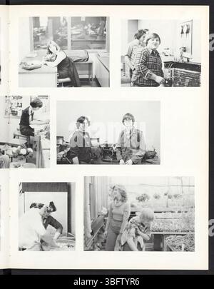 Seite 187 des Edgewood High School Jahrbuchs 1979, in dem verschiedene Aktivitäten der Schüler, Sportveranstaltungen und Klassenfotos dokumentiert werden. Es spiegelt die wichtigsten Momente des Schuljahres wider und zeichnet unvergessliche Ereignisse auf. Stockfoto