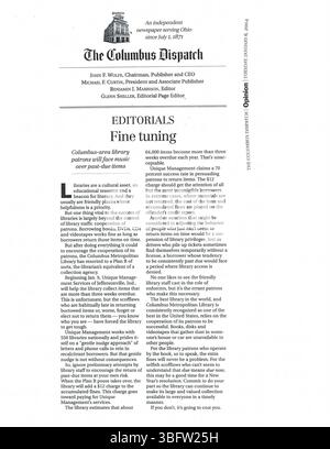Diese Sammlung von Pressemitteilungen vom Januar 2004 enthält Updates zu Programmen der Columbus Metropolitan Library (CML), Bibliothekseröffnungen, Akquisitionen und anderen Ankündigungen. Stockfoto