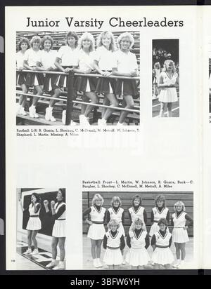 Seite 154 des Jahrbuchs „The Image“ der Edgewood High School im Jahr 1986 zeigt Porträts der Lehrkräfte und Höhepunkte der Aktivitäten der Studentenführung während des ganzen Jahres. Stockfoto