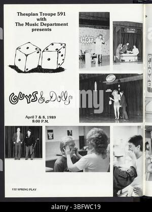 Seite 154 von *The Image* 1989, Edgewood High School Jahrbuch. Diese Seite enthält Studentenporträts und Aktivitäten aus dem akademischen Jahr 1989. Zwischen den Seiten 147 und 192 ist der Seitenumbruch nicht korrekt, aber alle Seiten sind im digitalen Archiv enthalten. Stockfoto