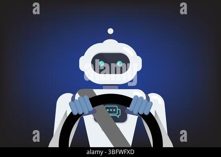 Autonomes Fahrtechnologiekonzept. Intelligent gesteuertes fahrerloses Auto. Selbstfahrendes Auto. Vektorabbildung Stock Vektor