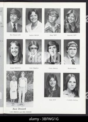Seite 21 des Jahrbuchs der Edgewood High School 1978 zeigt humorvolle Schülerinhalte und informelle Momente. Stockfoto