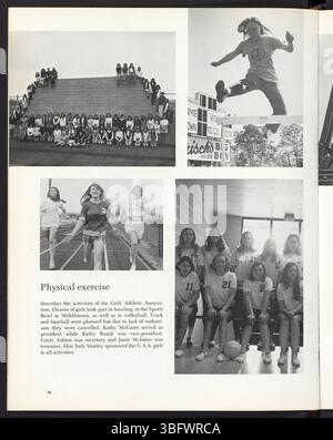 Seite 62 des Jahrbuchs „The Image“ der Edgewood High School 1971 dokumentiert das Leben der Schüler, die Klassenaktivitäten und die Veranstaltungen aus dem Schuljahr. Stockfoto