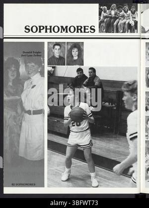 Auf Seite 86 des Jahrbuchs „The Image“ 1989 der Edgewood High School werden verschiedene Schüleraktivitäten vorgestellt, darunter Sport, akademische Leistungen und Schulvereine. Das Jahrbuch weist einige Inkonsistenzen bei der Seitennummerierung auf, aber der gesamte Inhalt ist in der digitalen Version intakt. Stockfoto