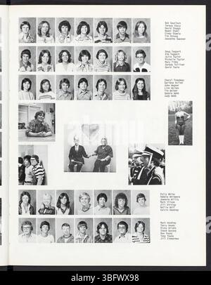 Seite 55 des Jahrbuchs 1978 der Edgewood High School mit Kunstwerken und kreativen Projekten der Schüler. Stockfoto