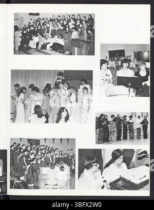 Diese Seite aus dem Jahrbuch der Edgewood High School 1978 zeigt Seniorenporträts und Momente von Schulveranstaltungen und -Zeremonien. Stockfoto
