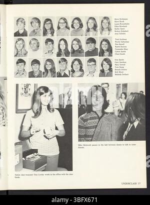 Seite 41 des Jahrbuchs der Edgewood High School 1972 zeigt ehrliche Aufnahmen aus dem Studentenleben und verschiedenen Schulveranstaltungen. Stockfoto