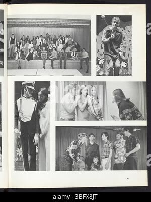 Seite 51 enthält Bilder von gesellschaftlichen Veranstaltungen der Edgewood High School, darunter Tänze und Versammlungen. Stockfoto