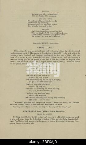 Am 13. Mai 1895 in Indianapolis fand das 7. Jährliche Mai-Musikfestival statt, bei dem Auftritte des Maennerchors und der deutsch-amerikanischen Gemeinschaft stattfanden und deren Beiträge zum kulturellen Leben der Stadt präsentierten. Stockfoto