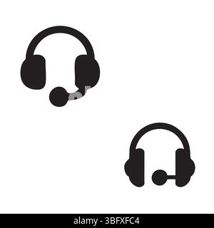 Schwarze Headset-Symbolgruppe für Call Center, Support und Kommunikation Stock Vektor