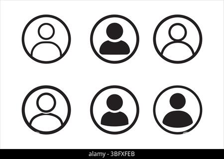 Minimalistischer Benutzer-Avatar-Symbolsatz für Profilbild und UI-Design Stock Vektor