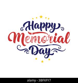 Happy Memorial Day Typografie Design mit Sternen und patriotischen Farben Stock Vektor