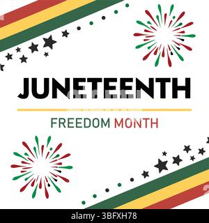 Feiern Sie den Juneteenth Independence Day mit leuchtenden Farben und einer hochgezogenen Faust, die Freiheit und Erbe symbolisiert. Stock Vektor