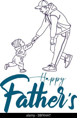 Vater spielt mit Kindern Illustration für fröhlichen Vektor zum Vatertag Stock Vektor