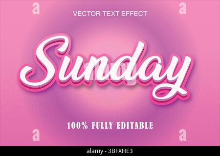 3D Sunday Vintage Texteffekt im modernen Trend-Stil Stock Vektor