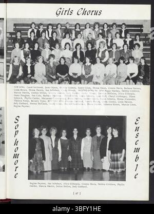 Seite 71 des Jahrbuchs 1965 *der Trojaner* der Trenton High School, in dem die wichtigsten Momente des Schuljahres festgehalten werden und Studenten, Lehrkräfte und Schulveranstaltungen vorgestellt werden, die das Jahr prägten. Stockfoto